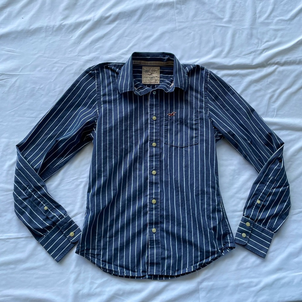 Hollister Womens Cotton Long Sleeve Button Down Shirt, Small